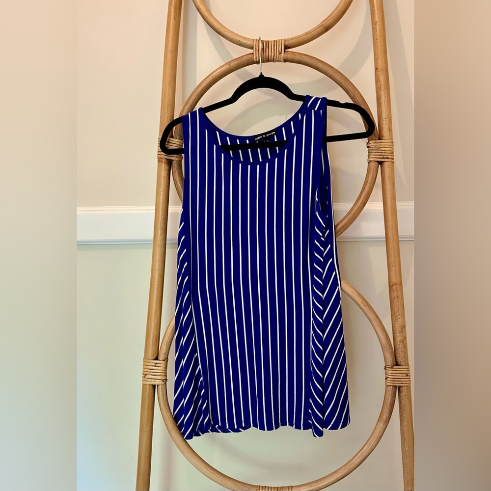 Cable & Gauge Blue and White Striped long tank
